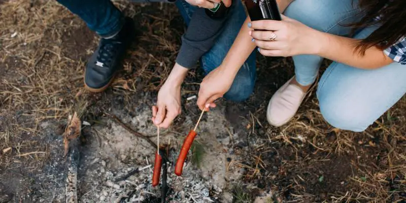 Hot Dog Over A Campfire Using Hotdog Roasting Sticks 2